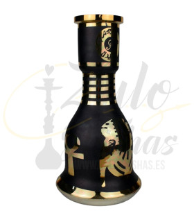 Imágenes de base para cachimbas Farida Premium Glass Pharonic Black grabados de faraón a mano Egipcias