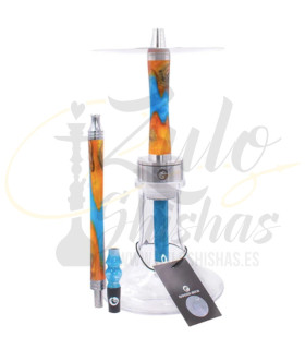 Imágenes de cachimba chameleon mini color naranja y celeste KYANITE EDITION fabricadas en RESINA
