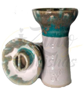 Imágenes de cazoleta para cachimbas Alpaca Bowl White over Turquoise