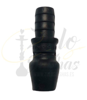 Imágenes de conector para mangueras de silicona Mahalla en color negro, ideal para shishas brasileñas.