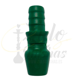 Imágenes de conector o adaptador de mangueras fabricado en silicona para cachimbas Brasileñas Mahalla en color Verde