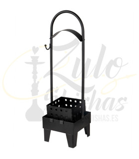 Imágenes de carbonera para cachimbas Smokah Fireplace en color negro con rejilla para carbones.