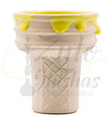 Imágenes de nuevas cazoletas Cornetto 4.0 fabricadas por Bakkali Shisha Store modelo Tradicional en color Vainilla (Amarilla)