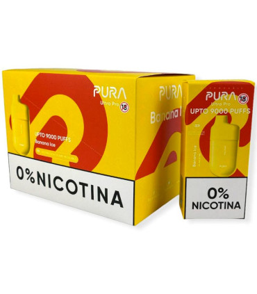 Imágenes de Pods Desechables con 9000 caladas SIN NICOTINA Pura Ultra Pro UPTO sabor a Banana Helada