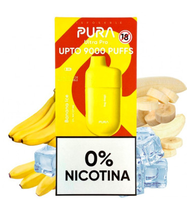 Imágenes de Pods Desechables con 9000 caladas SIN NICOTINA Pura Ultra Pro UPTO sabor a Banana Helada