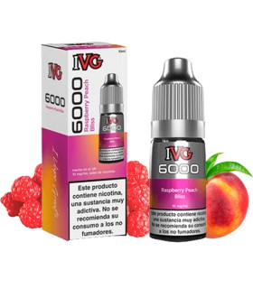 Imágenes de sales de nicotina para vapear en Pods IVG 6000 Raspberry PEach Bliss 10ml 10mg
