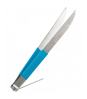 Imágenes de pinzas para cachimbas con mango de silicona de color AZUL 25cm de longitud