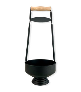 Imágenes de carbonera Dash Black 42cm con mango de madera | Recipientes para carbones de cachimbas.