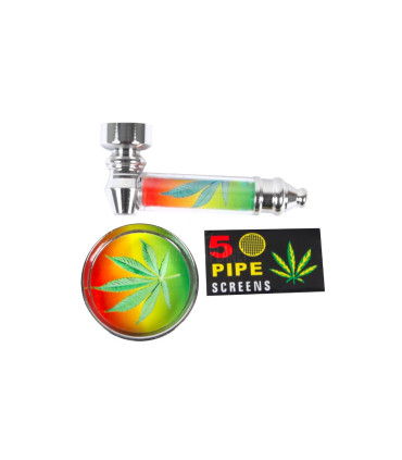 Kit Pipa Metal + rejillas + grinder (2 partes)
