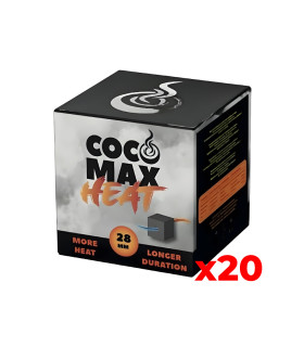 [Pack 20Kg] Carbón Natural Coco Max HEAT (28mm)  1kg